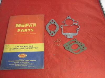 1 BARREL CARB GASKET PACKAGE NOS MOPAR 1826428