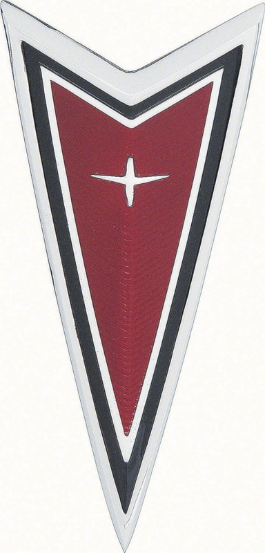 Bumper / Header Emblem, Red Arrowhead - 77-81 Firebird Bumper Cover; 77-79 Ventura Phoenix Header; 77-79 LeMans Header