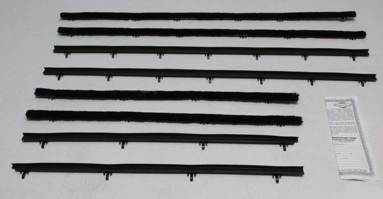 Front and Rear Door Beltline Window Felts - Inner & Outer - 66-67 Chevelle 2DR Sedan Post