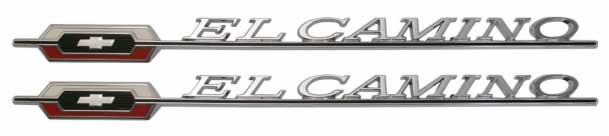 Bedside Emblems - "El Camino" with Bowtie Logo - LH/RH Pair - 66 El Camino