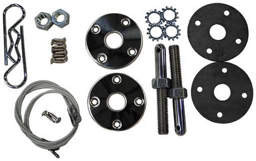 [F-HPS23] 70 Mopar B-Body 70-74 Barracuda Complete Hood Pin Set w/ 23" Cables