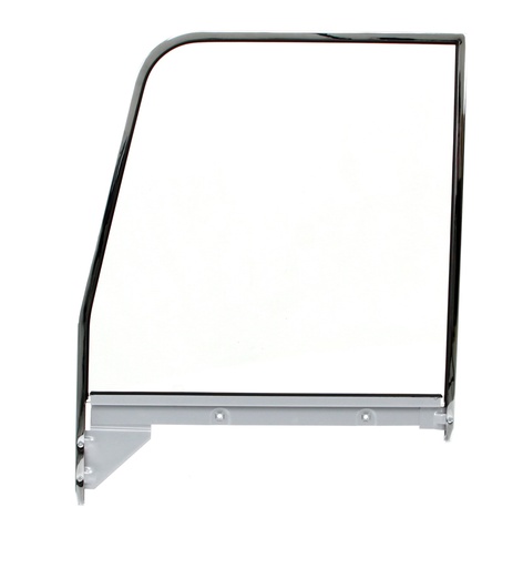 [X550-4055-1L] Door Glass Assembly w/ Chrome Trim - Clear - LH - 55-59 Chevy GMC Truck ('55 2nd Series)
