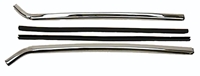 [W-495] Quarter Window Chrome Vertical Moldings with Attaching Strip - LH/RH Pair - 67-69 Camaro Firebird
