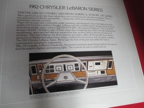 1982 82 Chrysler LeBaron Leaflet Brochure