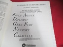 1986 Service Manual Rear Wheel Drive Car Fifth Avenue Diplomat Gran Fury Newport