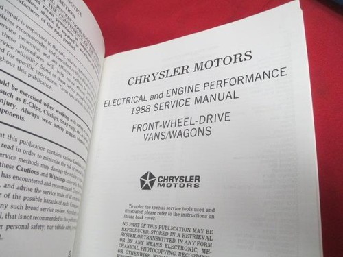 1988 Service Manuals Front Wheel Drive Van Wagon Ram Van Caravan Voyager
