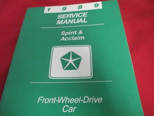 1989 Spirit Acclaim Service Manual Front Wheel Drive Car