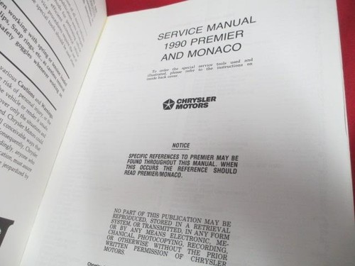 1990 Service Manual Premier Monaco