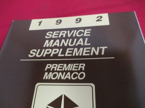 1992 Premier Monaco Service Manual Supplement