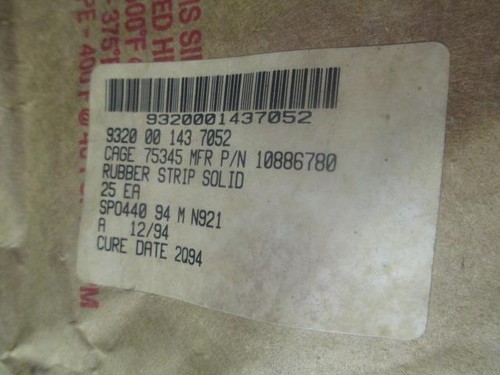 25 Solid Rubber Strip 9320-00-143-7052 Or 10886780 Military Surplus