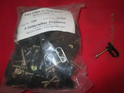 100 Flex Clips For Dual RG-6 Screw In Depth 7/8th D7BK