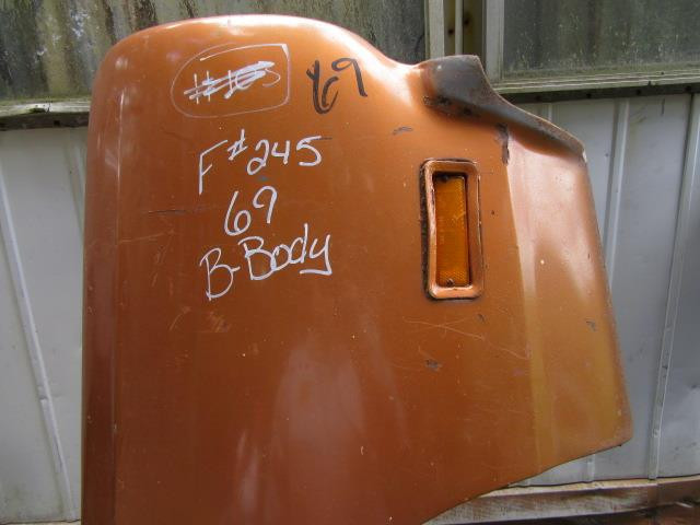 1969 Passenger's Side Fender F # 245 Mopar B-Body Used