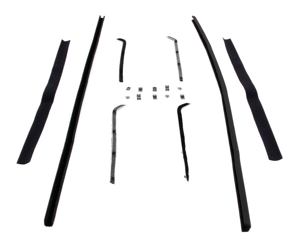 Front Door Window Channel Seal Kit (8pcs, Glass Runs, Beltlines, Division Bar Felts) - 55-59 Chevy GMC Pickup ('55 2nd Series)