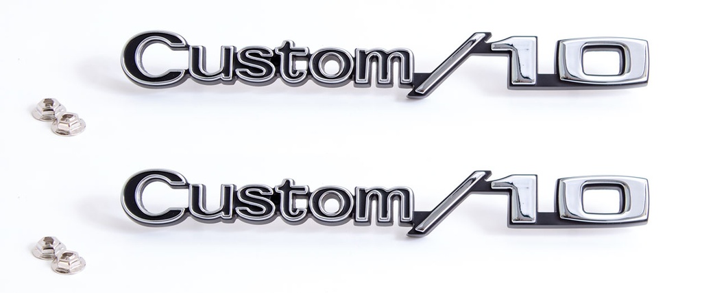 Front Fender Emblems - "Custom 10" - LH/RH Pair - 69-72 Chevy Truck Suburban Blazer