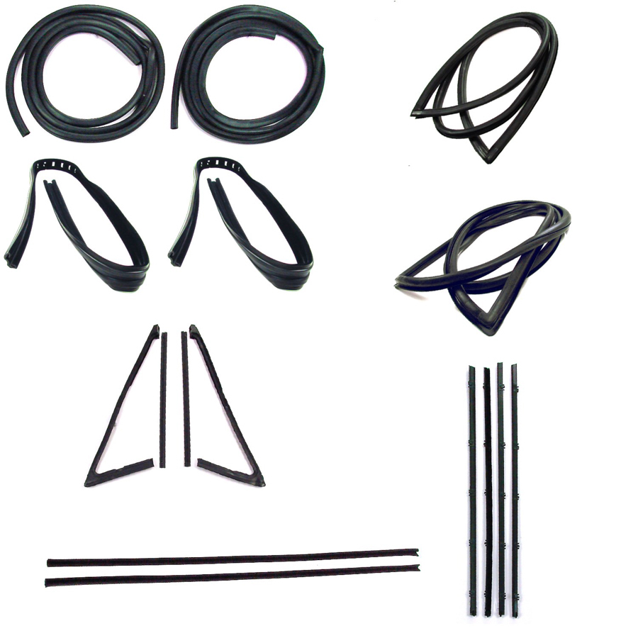 Weatherstrip Kit - w/ Trim Groove w/ Large Rear Window w/ Chrome Beltline - 67-70 Chevy / GMC C/K Pickup
