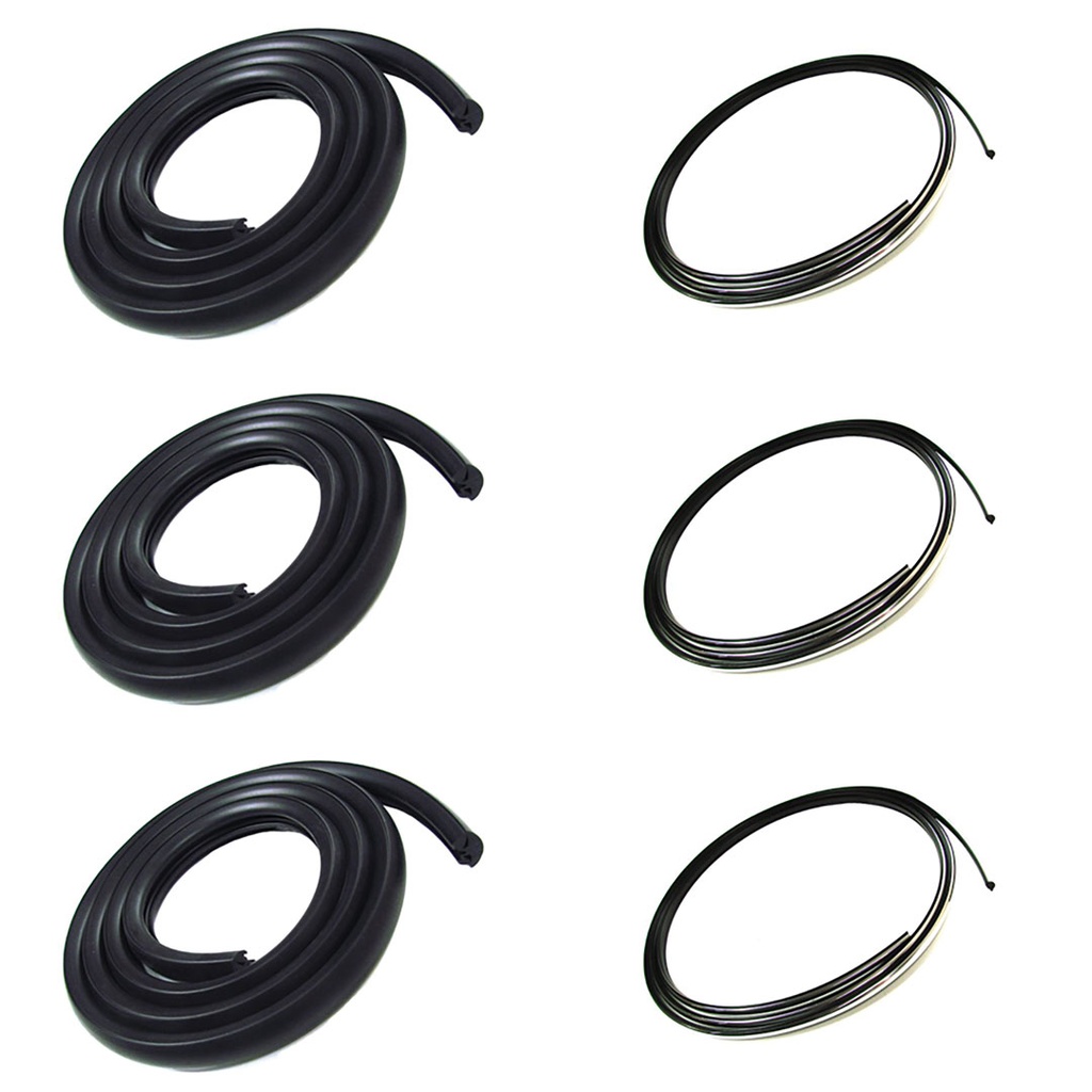 Back Glass Gasket Seal Set w/ Chrome Lockstrip (6pcs Center & Corners) - 47-55 Chevy GMC C/K Truck (Small Back Glass)