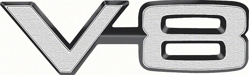 Fender Emblem - "V-8" - LH or RH - 66-70 Mopar (Sold as Each)