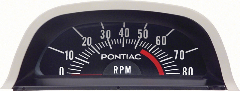 Hood Tachometer - 5500 Redline (6 Cylinder Point Ignition) - 68 Firebird