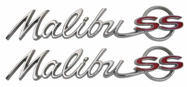 Quarter Panel Emblems - "Malibu SS" - LH/RH Pair - 64 Chevelle
