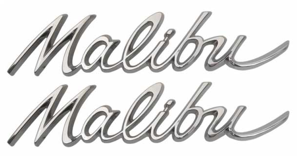 Quarter Panel Emblems - "Malibu" - LH/RH Pair - 64 Chevelle