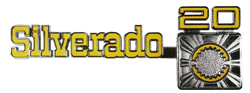 Front Fender Emblems - "Silverado 20" - LH/RH Pair - 75-80 Chevy C/K Pickup