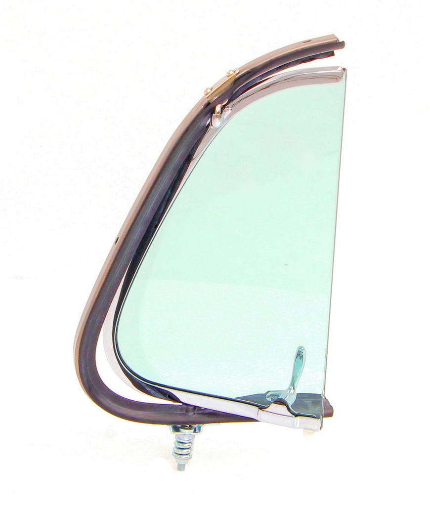 Vent Window Assembly - LH - Green Tint Glass - Chrome Frame - 51-52 F1 F2 Ford Pickup Truck