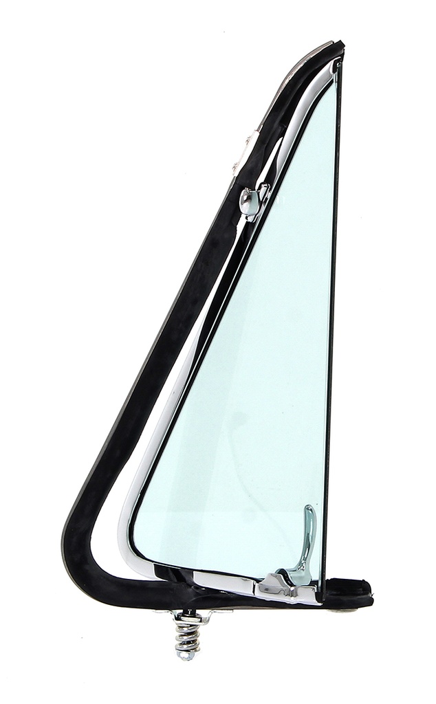 Vent Window Assembly - LH - Green Tint - Chrome Frame - 53-55 Ford F100 F250 F350 Pickup Truck