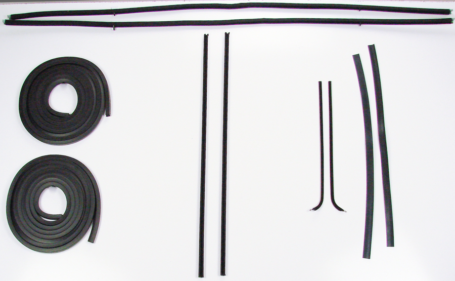 Front Door Seal Kit - 10pcs - Channels/Div Bars/Felts/Door Seals - 51-55 Chevy GMC Pickup Suburban ('55 1st Series)