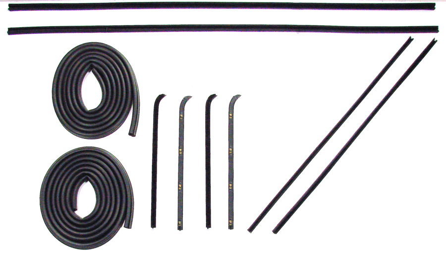 Front Door Seal Kit - 10pcs - Channels/Div Bars/Felts/Door Seals - 60-63 Chevy GMC C/K Pickup Suburban w/ Metal Framed Glass
