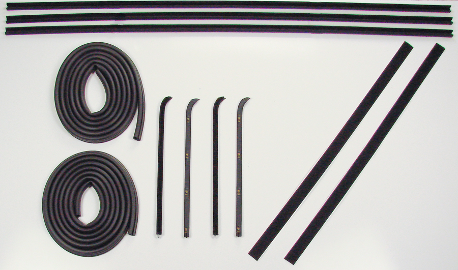 Front Door Seal Kit - 10pcs - Channels/Div Bars/Felts/Door Seals - 60-63 Chevy GMC C/K Pickup Suburban w/o Metal Framed Glass