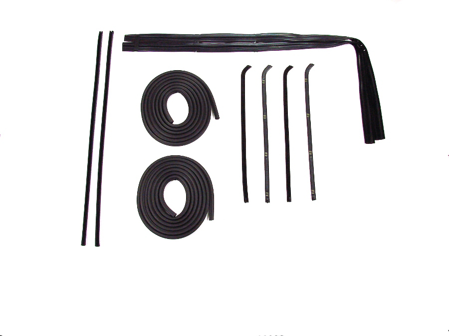 Front Door Seal Kit - 10pcs - Channels/Div Bars/Felts/Door Seals - 64-66 Chevy GMC C/K Pickup Suburban (w/ Black Bead Felts)