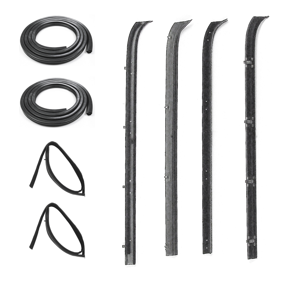 Rear Side Door Seal Kit - 8pcs - Channels/Felts/Door Seals - 81-91 C/K Chevy GMC 4-Door Pickup; 81-91 Suburban