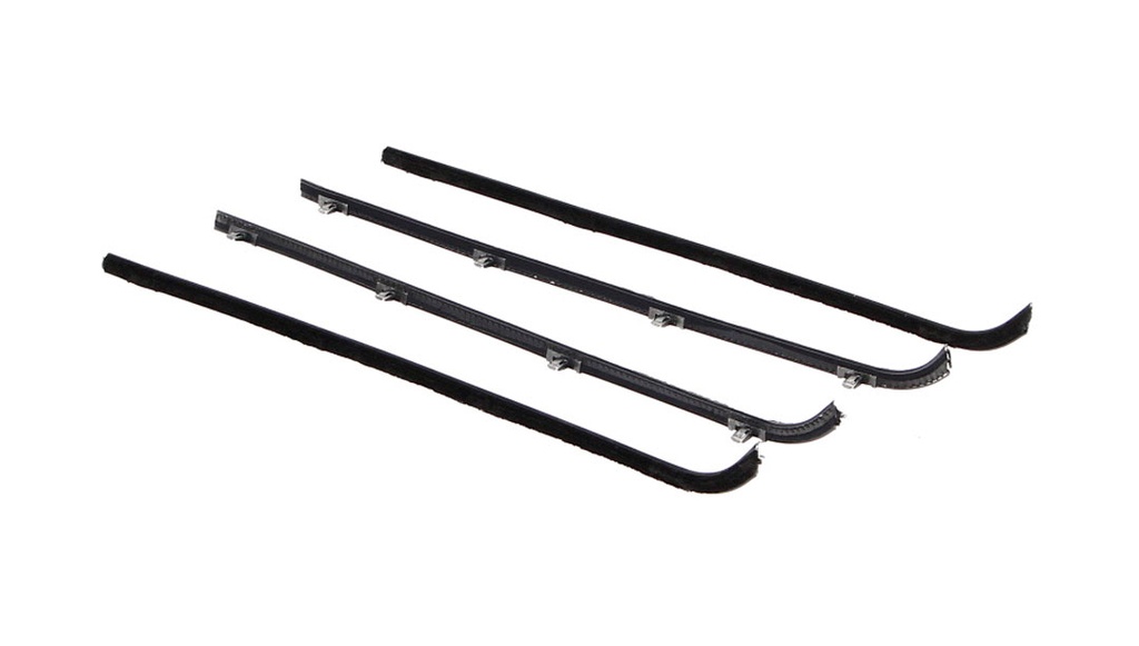 Front Door Windowfelt Kit - 4pcs - OEM Black Beads - 64-66 Chevy GMC C/K Pickup Truck Suburban