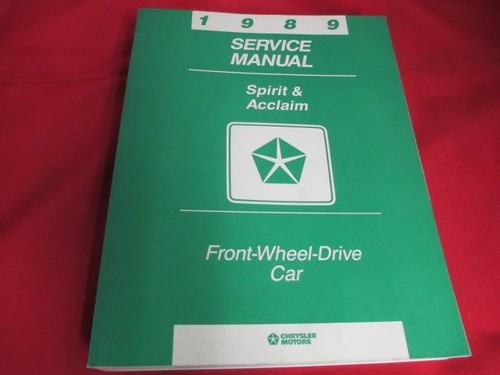 1989 Spirit Acclaim Service Manual Front Wheel Drive Car