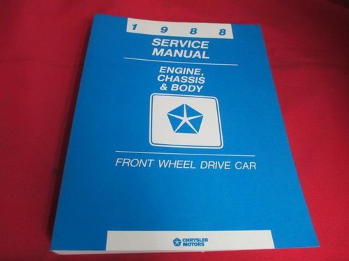 1988 Service Manual Engine Chassis & Body Front Wheel Drive Car