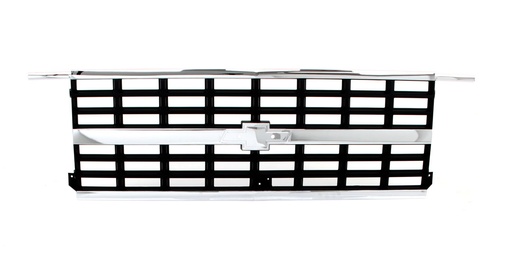 [150-4389-4] Premium Grille - OE Style w/ Emblem Mount - Chrome/Dark Gray (Dual Headlights) - 89-91 Chevy R/V 1 Ton Truck, Blazer Suburban