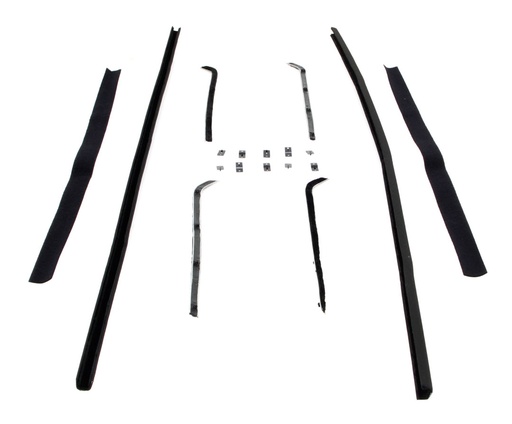 [552-4055-2S] Front Door Window Channel Seal Kit (8pcs, Glass Runs, Beltlines, Division Bar Felts) - 55-59 Chevy GMC Pickup ('55 2nd Series)