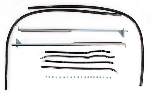 [552-4548-S] Front Door Window Channel Kit w/ Clips (Felts, Channels, Division Bars) - 48-52 Ford F1 F2
