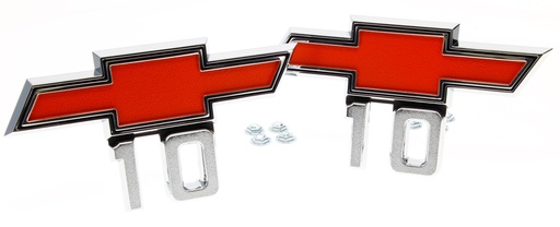 [999-4067-21P] Front Fender Emblem - "Bowtie 10" - LH/RH Pair - 67-68 Chevy C10 Pickup Suburban