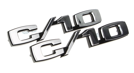 [999-4069-21P] Front Fender Emblem - "C/10" - LH/RH Pair - 69-70 Chevy C10 Pickup Blazer Suburban