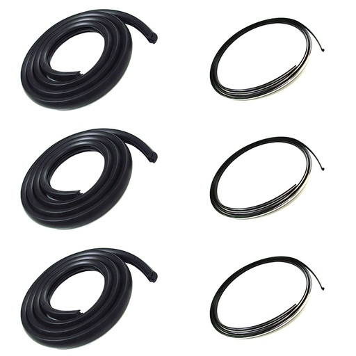 [G-WKT4755DLXCH] Back Glass Gasket Seal Set w/ Chrome Lockstrip (6pcs Center & Corners) - 47-55 Chevy GMC C/K Truck (Small Back Glass)