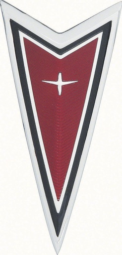 [K-499724] Bumper / Header Emblem, Red Arrowhead - 77-81 Firebird Bumper Cover; 77-79 Ventura Phoenix Header; 77-79 LeMans Header