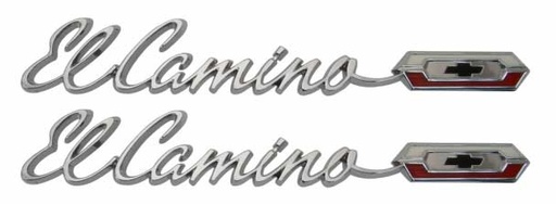 [T-4825] Bedside Emblems - "El Camino" with Bowtie Logo - LH/RH Pair - 65 El Camino