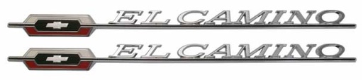[T-4841] Bedside Emblems - "El Camino" with Bowtie Logo - LH/RH Pair - 66 El Camino