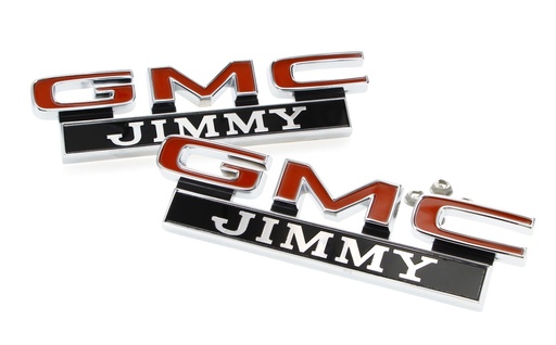 [T-9835] Front Fender Emblems - "GMC Jimmy" - LH/RH Pair - 71-72 GMC C/K Jimmy