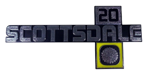 [T-9909] Fender Emblems - "Scottsdale 20" - LH/RH Pair - 81-87 Chevy C/K Pickup