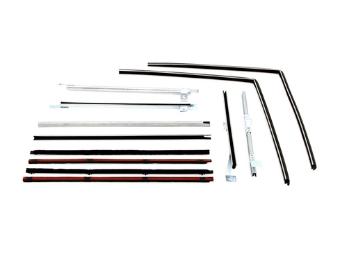 [U-KF1020] Front Door Window Channel Kit w/ Brackets - 12pcs - 66-77 Bronco