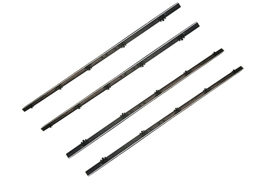 [U-KG2079] Front Door Beltline Window Felts w/ Chrome Bead - 4pcs Inner & Outer - 67-72 Chevy GMC C/K Pickup Blazer Jimmy Suburban