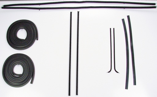 [X580-4051-1S] Front Door Seal Kit - 10pcs - Channels/Div Bars/Felts/Door Seals - 51-55 Chevy GMC Pickup Suburban ('55 1st Series)