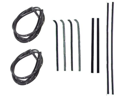 [X580-4055-1S] Front Door Seal Kit - 10pcs - Channels/Div Bars/Felts/Door Seals - 55-59 Chevy GMC Pickup Suburban ('55 2nd Series)